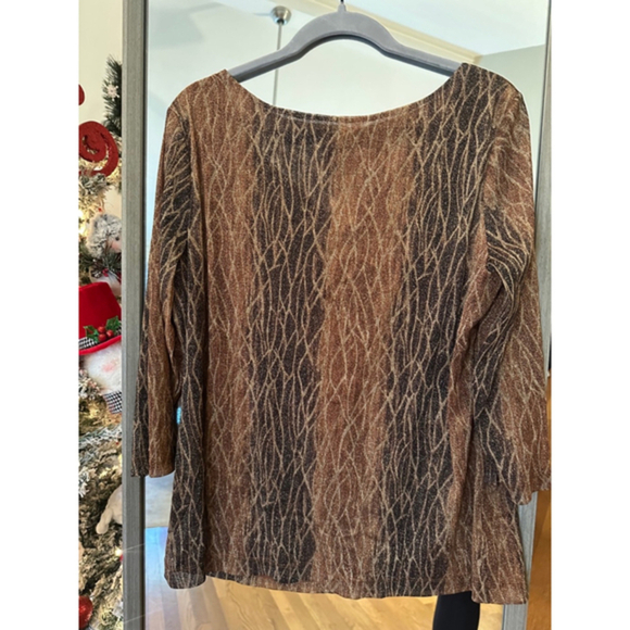 Chico's Metallic Blouse Women's Brown Size 3 - Picture 6 of 6